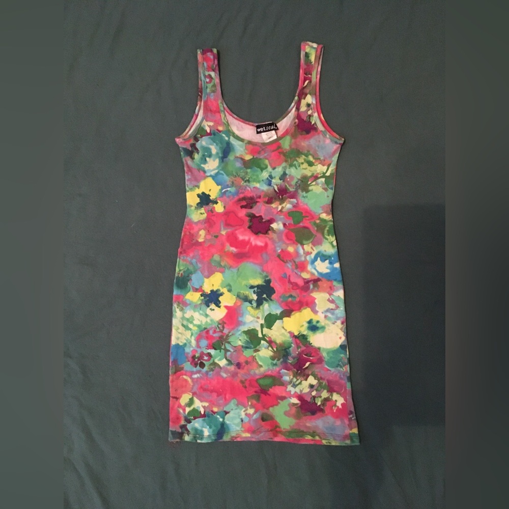 Wet Seal Multicoloured floral bodycon dress. Size S.